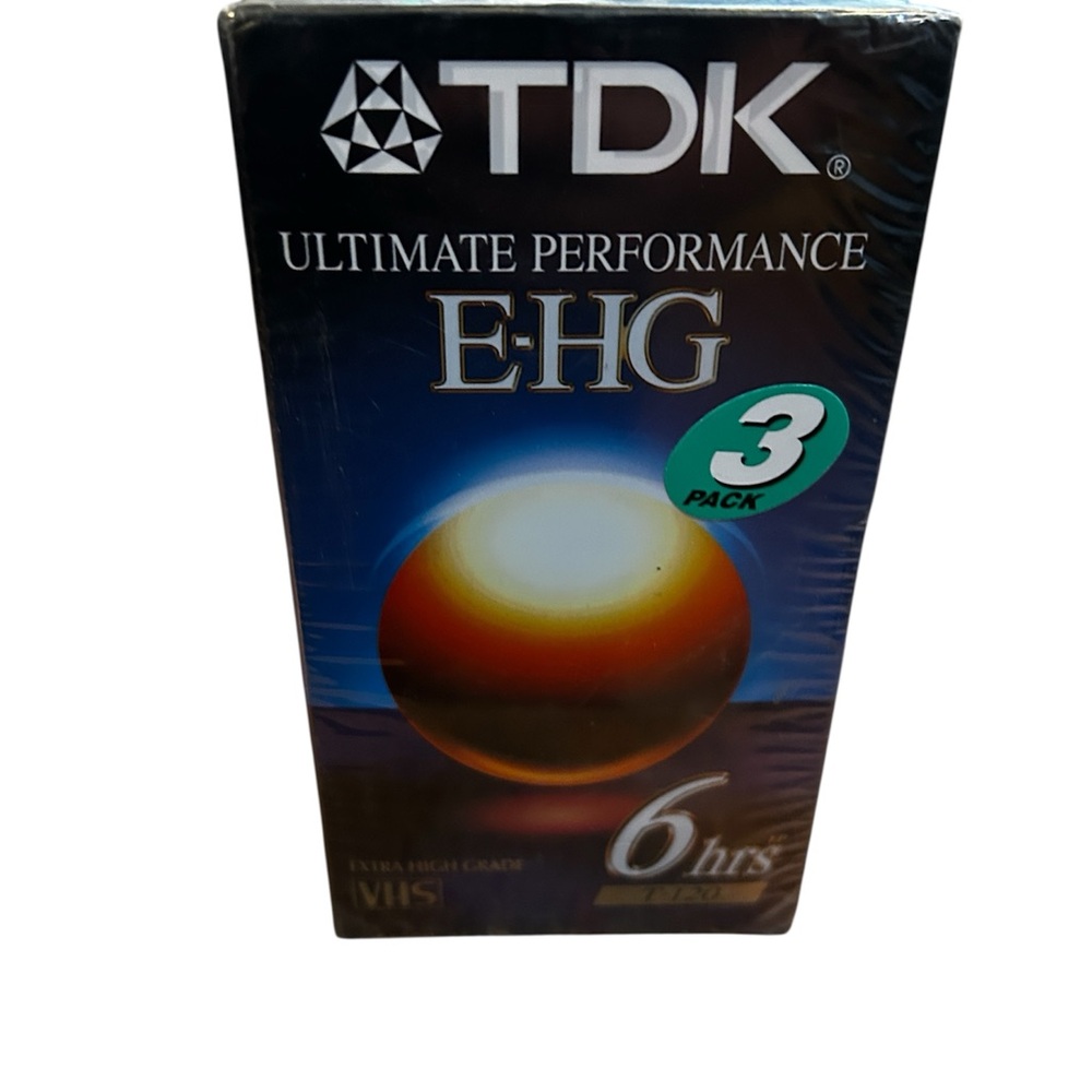 NEW TDK E-HG 6 hour Ultimate Performance T-120 Blank VHS Tape 3 Pk (Seal Wear)
